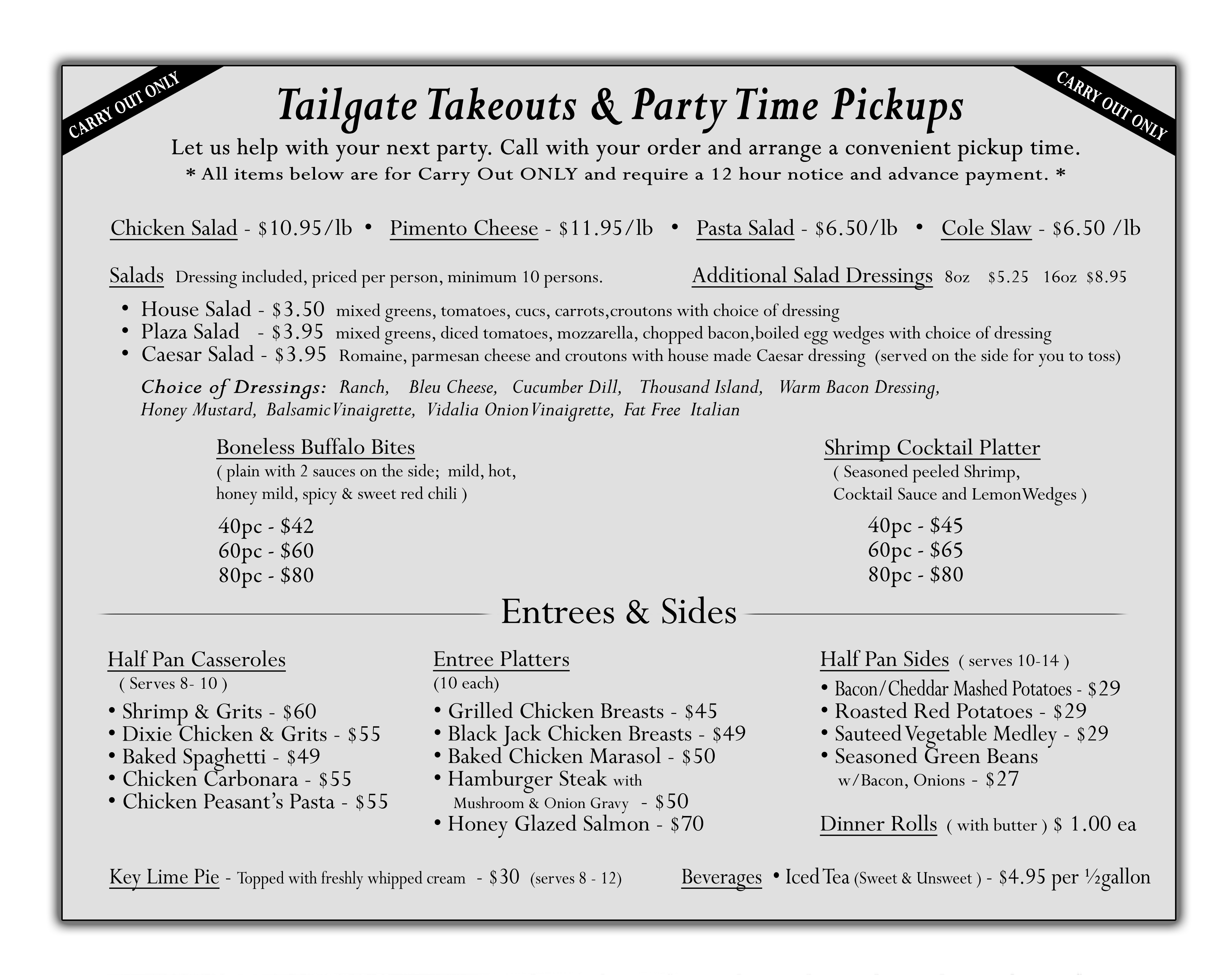 BPGrill Takeout Menu